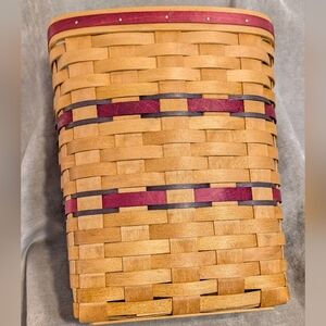 Royce Craft Basket Hanging Leather Strap Red Navy Blue Natural Woven 12" Tall